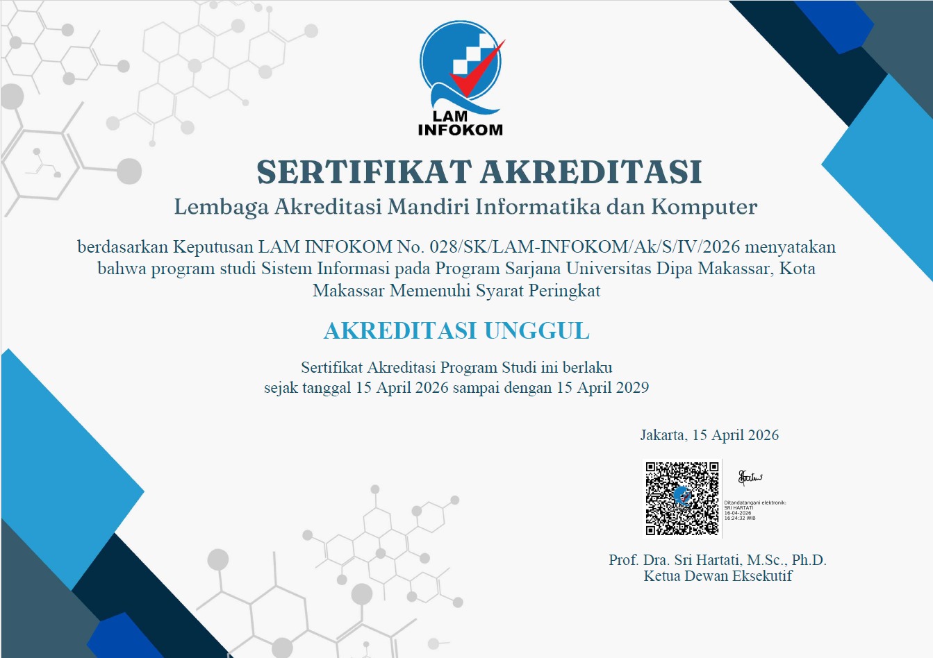 Cetak Prestasi Gemilang, Prodi Sistem Informasi UNDIPA Makassar Raih Akreditasi “UNGGUL” dari LAM INFOKOM